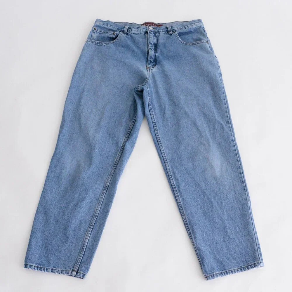 Vintage 90S Nevada Blue  Light Wash 100% Cotton Straight Leg Denim Jeans Size 38
